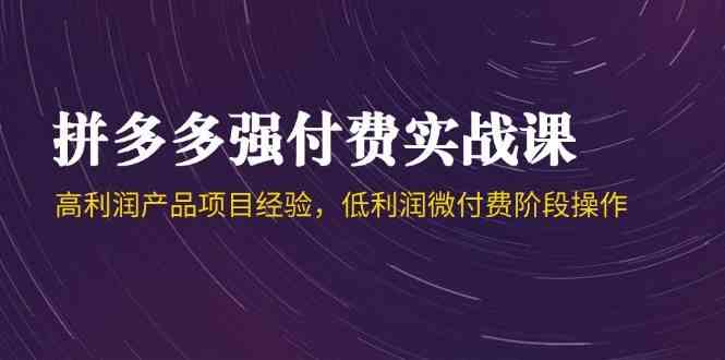 拼多多强付费实战课-44期，高利润产品项目经验，低利润微付费阶段操作