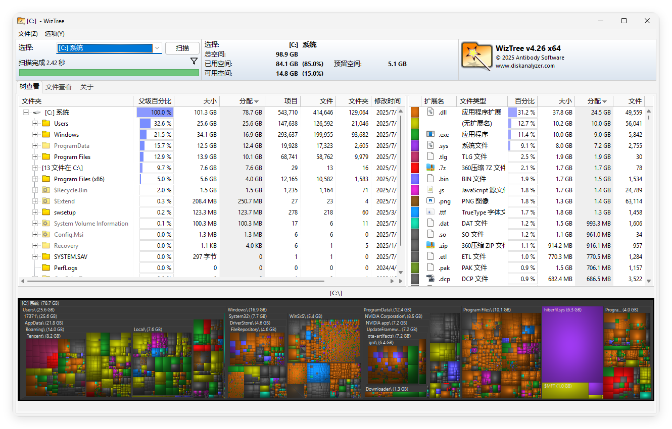 WizTree磁盘分析工具v4.26便携版-趣奇资源网-第6张图片
