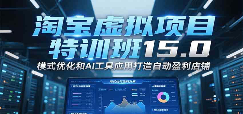 淘宝虚拟项目特训班15.0，模式优化和AI工具应用打造自动盈利店铺