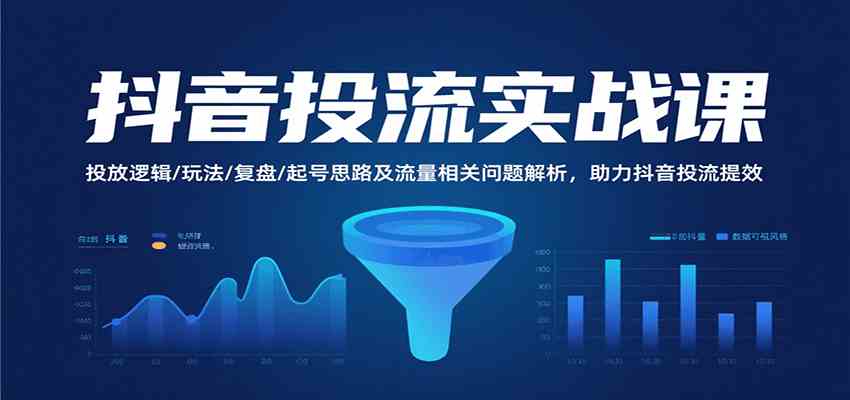 抖音投流实战课，投放逻辑/玩法/复盘/起号思路及流量相关问题解析，助力抖音投流提效
