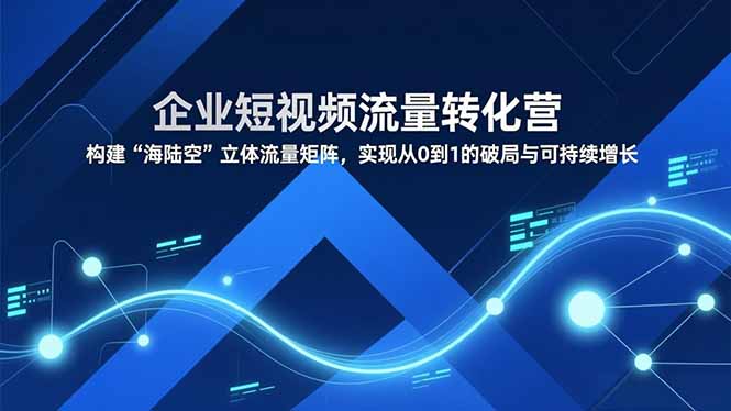 企业短视频流量转化营，构建“海陆空”立体流量矩阵，实现从0到1的破局与可持续增长