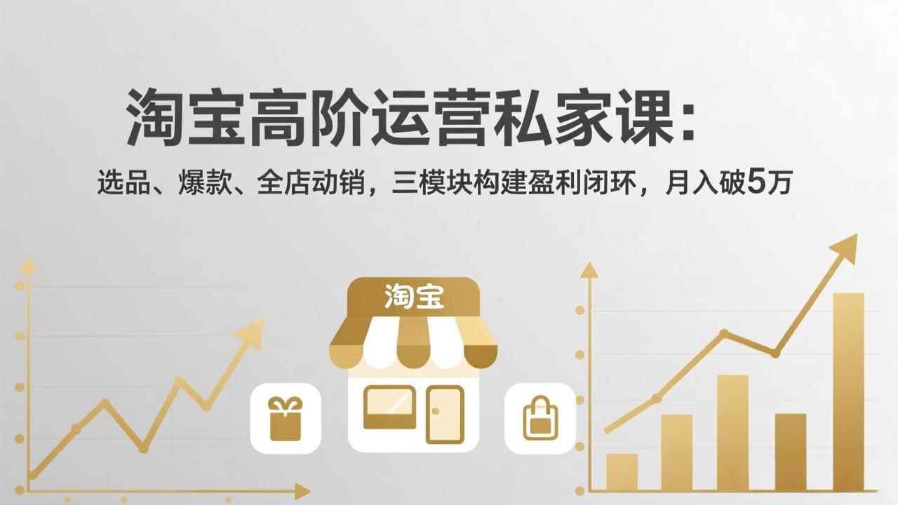 淘宝高阶运营私家课:选品、爆款、全店动销,三模块构建盈利闭环,月入破5万(更新26年2月