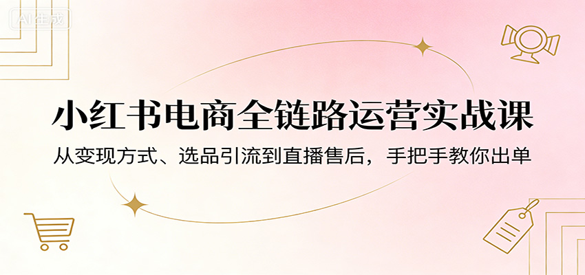 小红书电商全链路运营实战课:从变现方式、选品引流到直播售后,手把手教你出单