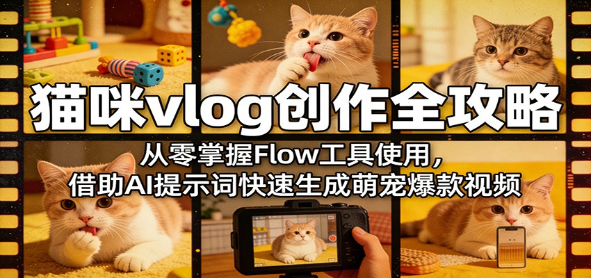 猫咪vlog创作全攻略:从零掌握Flow工具使用,借助AI提示词快速生成萌宠爆款视频