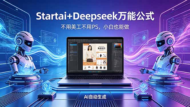 AI自动做电商详情页:Startai+Deepseek万能公式,不用美工不用PS,小白也能做