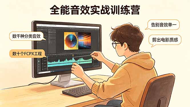 全能音效实战训练营:数千种分类音效+数十个FCPX工程,告别音效单一,剪出电影质感