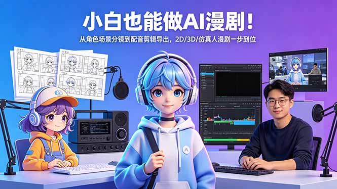 小白也能做AI漫剧!从角色场景分镜到配音剪辑导出,2D/3D/仿真人漫剧一步到位