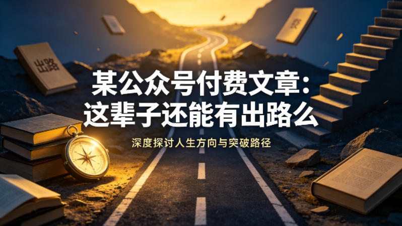 某公众号付费文章：这辈子还能有出路么