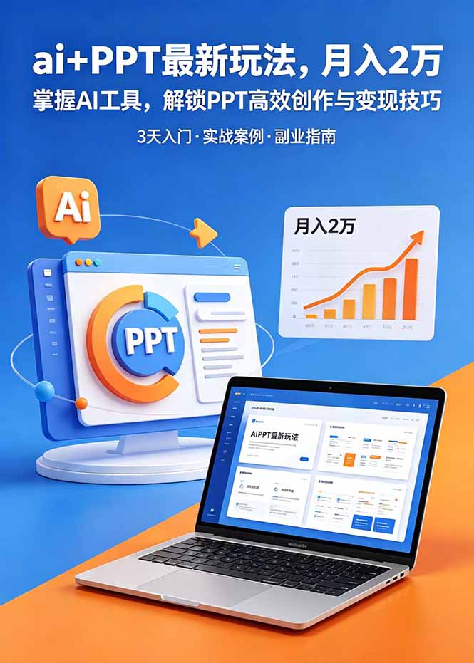 ai+PPT最新玩法，月入2万掌握AI工具，解锁PPT高效创作与变现技巧3天入门，实战案例·副业指南