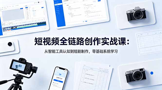 短视频全链路创作实战课：从智能工具认知到短剧制作，零基础系统学习