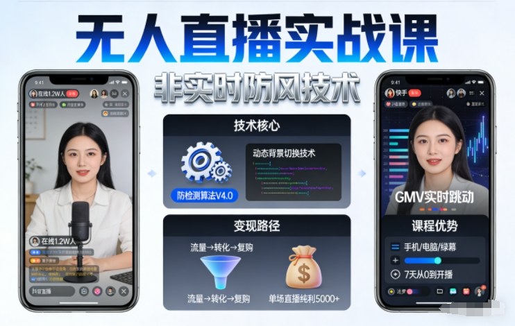 宝子哥无人直播实战课，非实时防风技术，聚焦抖音快手等平台直播带货，轻松开启直播变现之路(更新2026年6月7日)