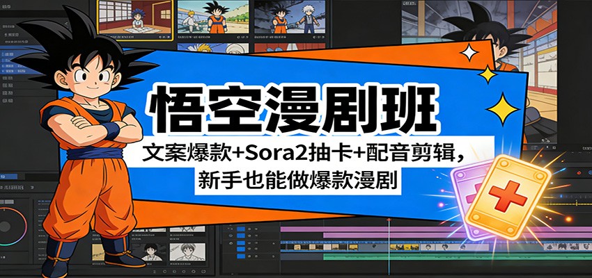 悟空漫剧班:文案爆款+Sora2抽卡+配音剪辑,新手也能做爆款漫剧