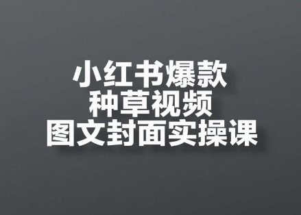 小红书爆款种草视频图文封面实操课，开店、选品、引流、变现全流程