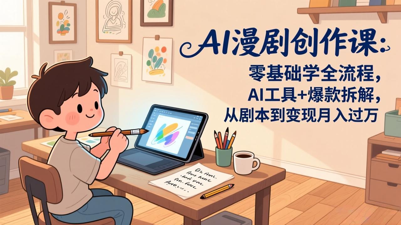 AI漫剧创作课：零基础学全流程，AI工具+爆款拆解，从剧本到变现月入过万
