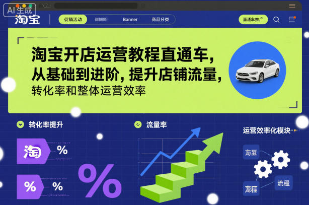 淘宝开店运营教程直通车，从基础到进阶，提升店铺流量，转化率和整体运营效率(更新26年4月10日)
