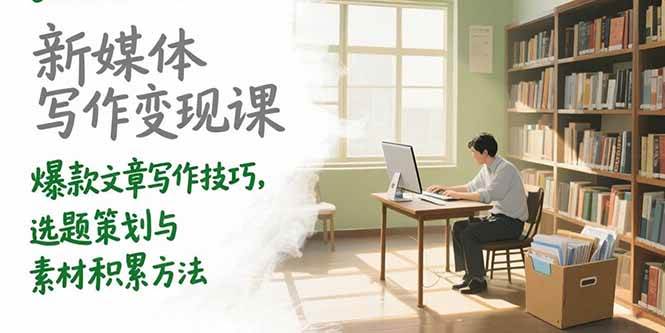 （15345期）新媒体写作变现课，爆款文章写作技巧，选题策划与素材积累方法